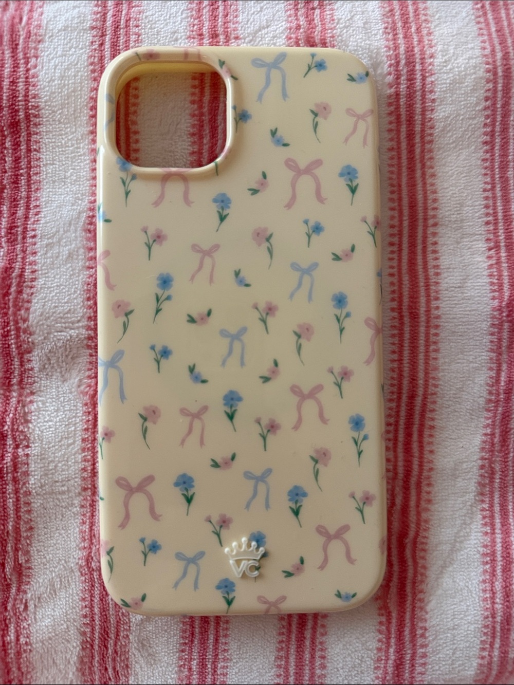 Velvet Caviar Cream Floral & Bow iPhone Case - Blue & Pink Accents